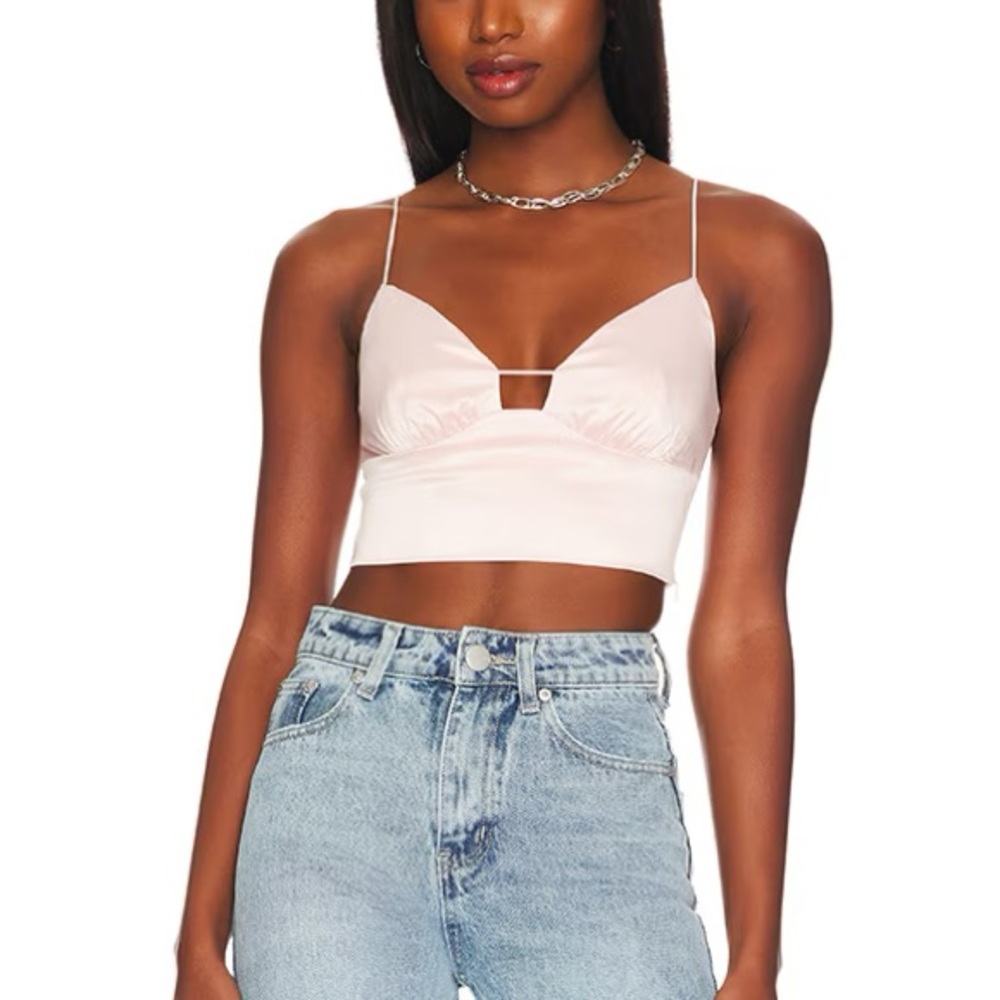 NWT Superdown Lindsey Pink Satin Crop Top